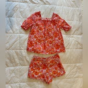 Janie and Jack Floral Blouse and Shorts Set Girls Size 12